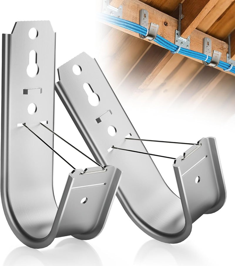 Dabolang 40 Pack J Cable Hook with Retainer Clip, 2-Inch Heavy Duty Wall Mount J-Hooks,J-Hook for Hanging Cable & Wire,Cable Hooks for Structured Cabling and Cable Management - Image 1